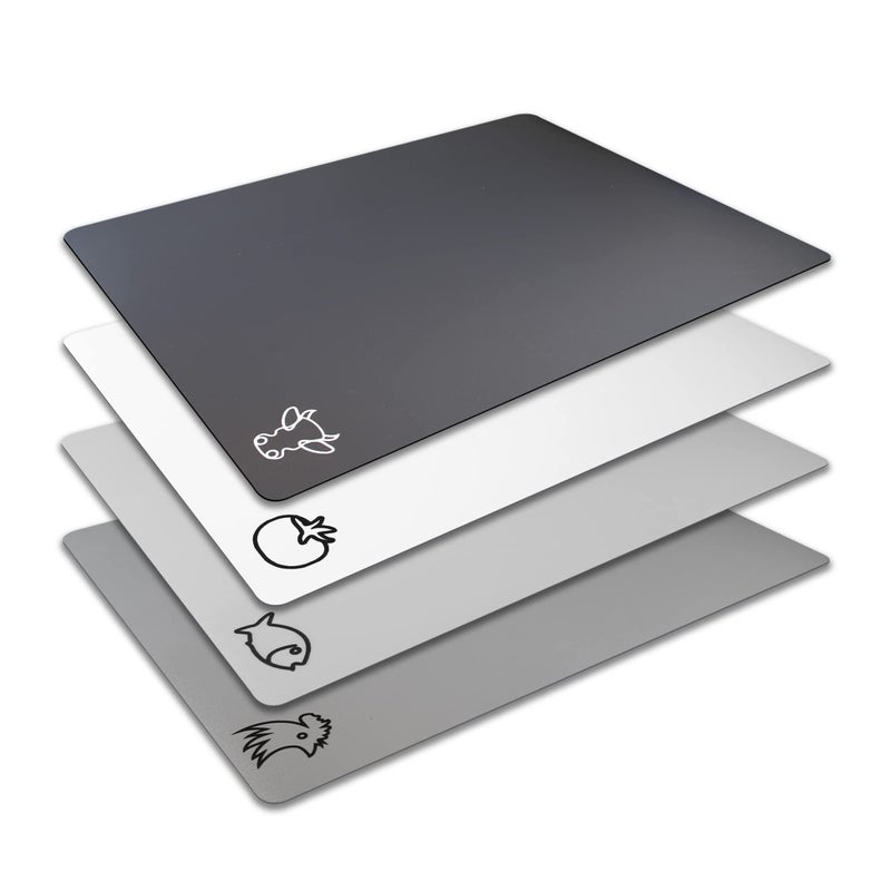 Fotouzy Cutting Board Mats Flexible Plastic Colored Mats with Food Icons, Fotouzy BPA-Free, Non-Porous, Anti-skid back and Dishwasher Safe, Set of 7+1 8 Pieces - Image 1